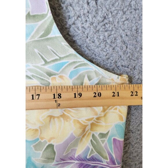 Natural Elements Women's Sleeveless V Neck Hawaiian Shirt 100% Silk Camp Size 14 - Picture 5 of 9